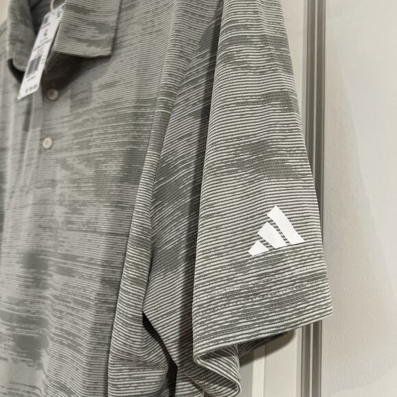 Adidas Polo Shirt Mens Large Gray Textured Golf Performance Short Sleeve NWT - Picture 3 of 4
